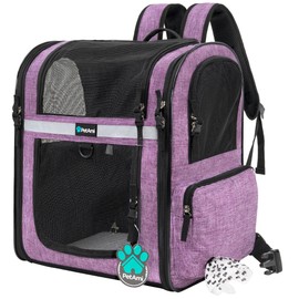 PetAmi Dog Backpack Carrier For Small Large Cat, Pet, Puppies, Ventilated Pet Hiking Backpack Travel Bag, Airline Approved Cat Backpack Carrier, Safety Back Support, Camping Biking, Max 18 lbs, Purple