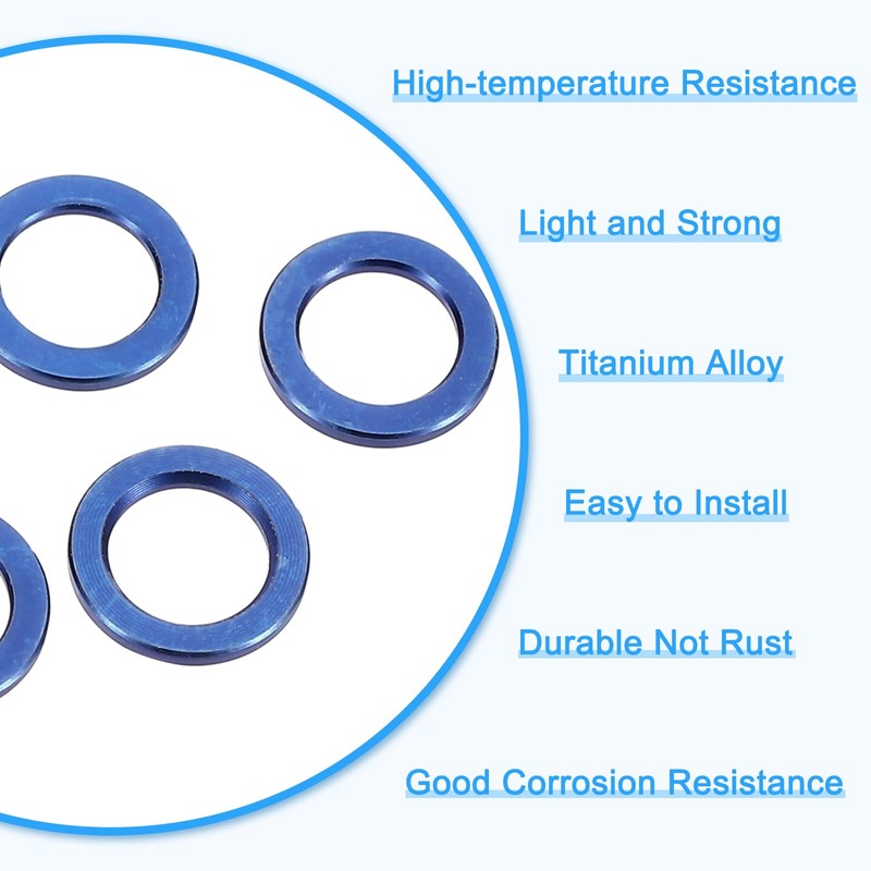 sourcing map 15 Pcs M4 Titanium Flat Washer Metric Flat