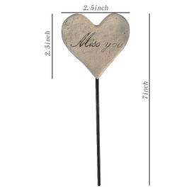 Miss You Heart Memorial Grave Markers, Cemetery Decorations for Grave, Memorial Remembrance Stake,Grave Site Outdoor Stake Decorations for Cemetery