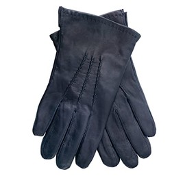 EEM Mens Soft Italian Leather Gloves Soft Fleece Lined Classic Shape, navy