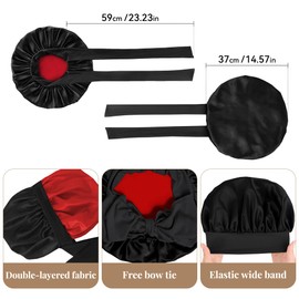 KUJUHA Bonnet for Curly Hair Silk Bonnet for Sleeping Women Satin Sleep Bonnet Double Layers Adjustable Bonet with Tie Band