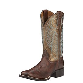 Ariat Women’s Round Up Wide Square Toe Western Boots – Classic Leather Boot