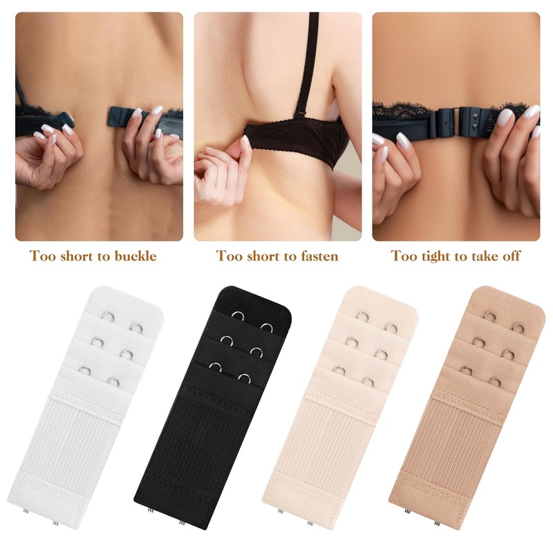 Megecaa Bra Extender 2 Hook 3 Row - 8 Pcs
