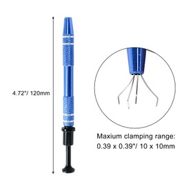 Hordion 4-Claw Pick up Tool Piercing Ball Grabber, Stainless Steel 4 Prongs Jewel Pickup Tool Terp Pearl Grabber for IC Chip Electronic Components Nails Clamping (3 Pack, Blue)