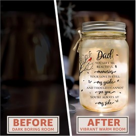 Memorial Gifts for Loss of Dad, Bereavement Gifts for Loss of Father, In Memory of Dad Memorial Red Cardinal Loss of Father Sympathy Gift Sympathy Quotes In Loving Memory Condolences Mason Jar Light