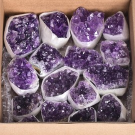 AMOYSTONE Amethyst Clusters Deep Purple Mineral Specimen Healing Crystal Chakra Balancing Stone February Birthstone Gift