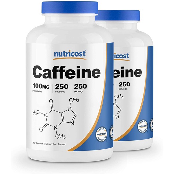 Nutricost Caffeine Pills 100mg Per Serving, 250 Capsules (2 Bottles)