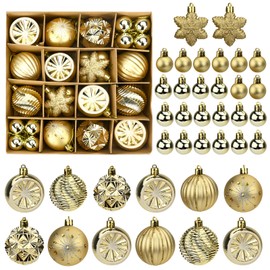 Bekecidi 38 PCS Christmas Balls Christmas Baubles - Xmas Tree Decorations Ornaments, Glitter Christmas Balls Set, Traditional Gold Hanging Decorations for Wreaths, Garlands, DIY Home Decor