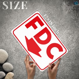 FDC Sign, Aluminum18x12 Fire Department Connection Sign, Heavy-duty, Engineer Grade Prismatic Reflective, UV Protected and Weatherproof