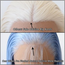 Towarm Light Blue Wig Long Straight Sky Blue Synthetic Lace Front Wigs Pre Plucked Natural Hairline for Black Women Heat Resistant Fiber Hair Cosplay Daily Wear Wig (Light Blue)