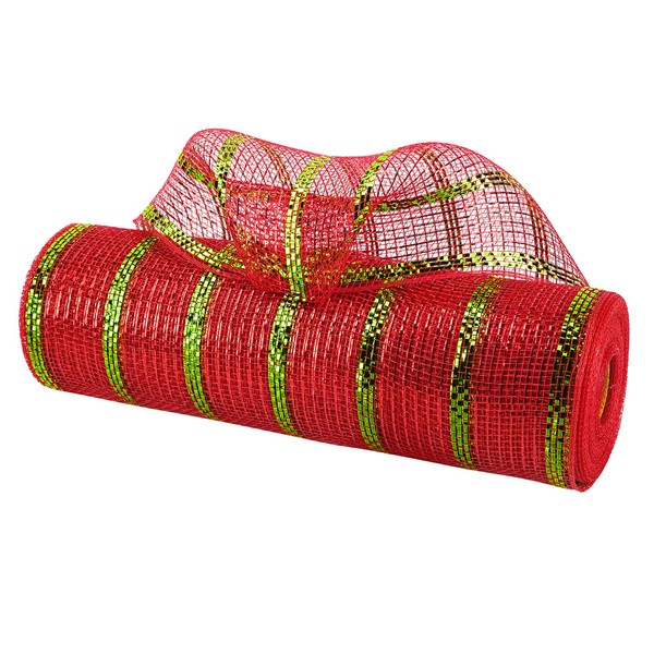 MEEDEE Red and Gold Mesh Ribbon for Christmas Tree Wide