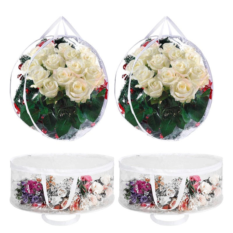 4 PCS Clear Wreath Storage Bag, 24x8 Inch Christmas Wreath