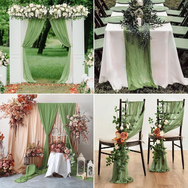 OGORI Set of 6 Table Runners Modern Tulle Light Green