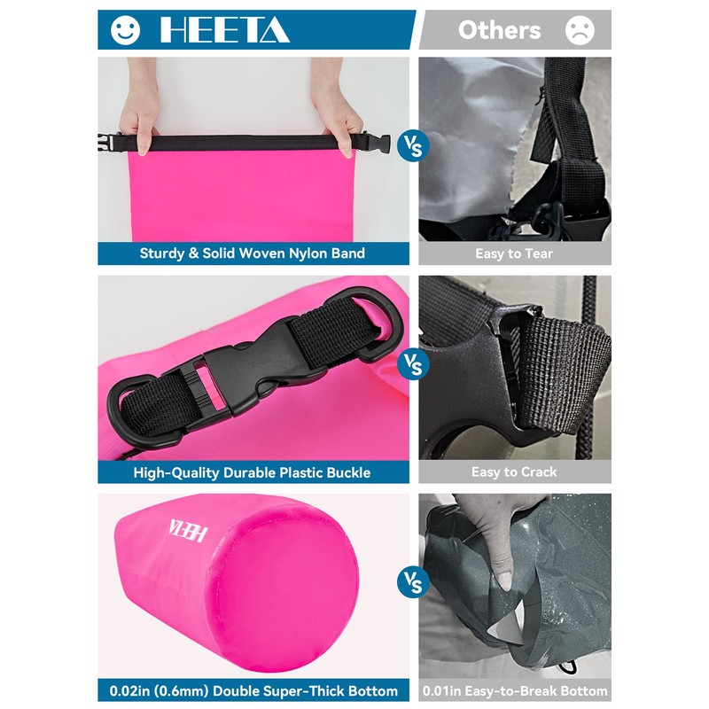 HEETA Waterproof Dry Bag for Women Men, Roll Top Lightweight