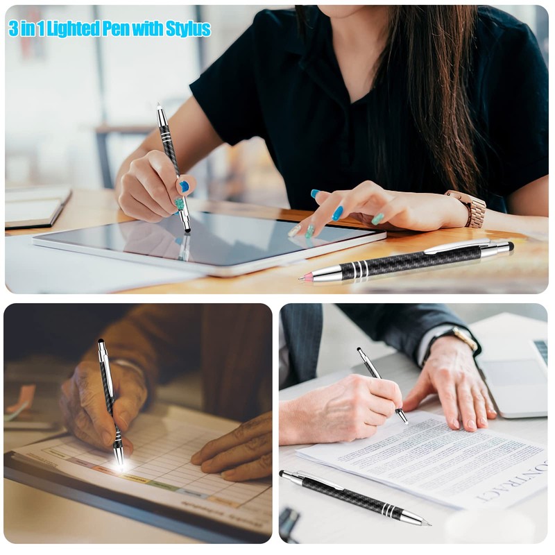 Lighted Tip Pen with Stylus - LED Penlight Light Up