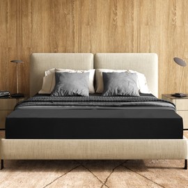 PiccoCasa Fitted Sheet, Brushed Microfibre Box Spring Bed Sheet, Soft Fitted Sheet, Suitable for Mattresses with a High 35 cm, Black, 200 x 200 x 35 cm