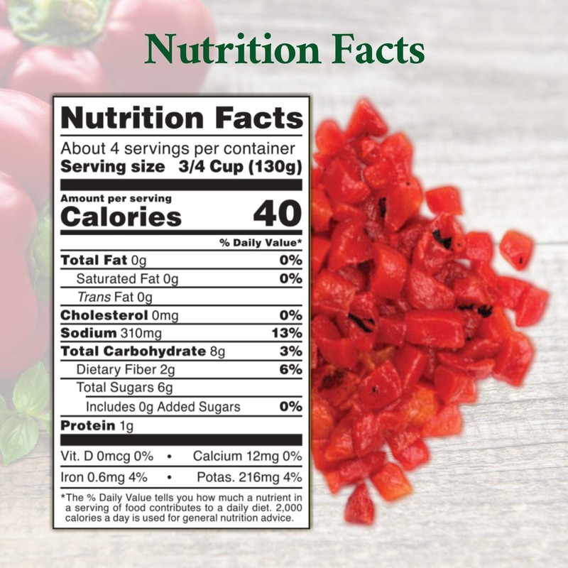 Roland Foods Diced Fire Roasted Red Peppers, 28 Ounce Can,