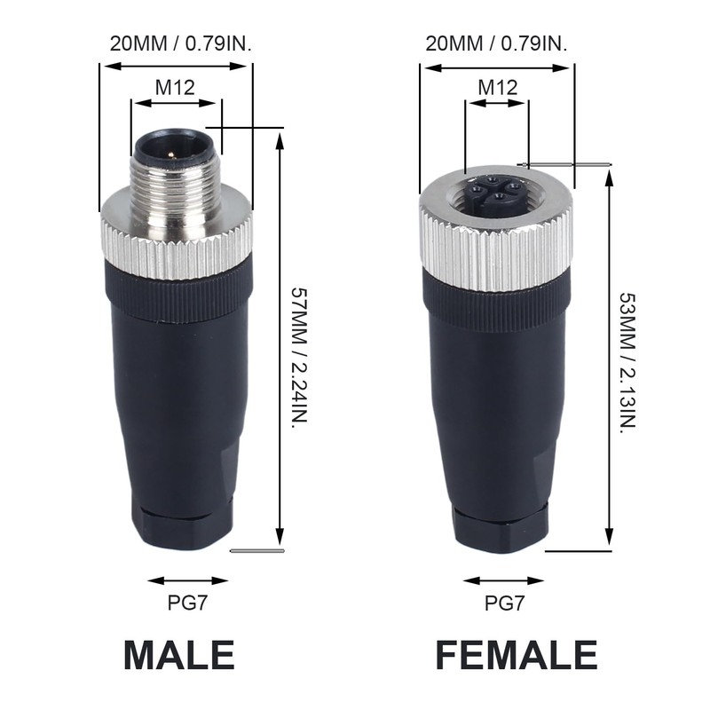 DIANQI 12mm M12 Male & Female Socket Panel Aviation Wire