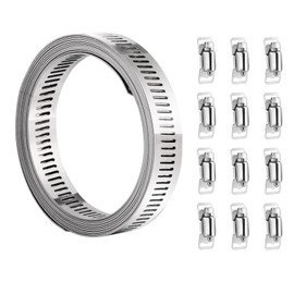 hannger® Hose Clips Set, 5M DIY Large Hose Clamp Worm Drive Hose Clamps Adjustable Jubilee Clips Assorted with Screw Clamp 12 Pcs for Radiator | Automotive | Mechanical Plumbing | Tube and Fuel Line
