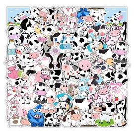 50PCS Cute Cow Stickers, Kawaii Cartoon Animal Stickers Pack for Water Bottle Scrapbook Laptop Skateboard Car, Waterproof Vinyl Stickers for Kids, Teens