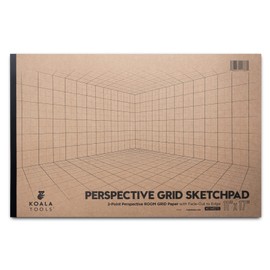 Koala Tools - 40-Page Drawing Pad for 2-Point Perspective, Room Grid Sketch Pad with 3D Virtual Walls Design, Gridded Graph Paper for Interior Room Design, Industrial, Architectural 11 x 17 inches
