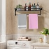 SFGSOWOR Bathroom Glass Shelf with Towel Bar/Rack 24 inches Wall-Mounted