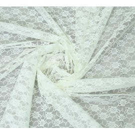 mds Pack of 45 Yard Bridal Solid Raschel Lace Fabric, Vintage Lace Fabric Bolt for Wedding Dress,Fashion, Crafts, Decorations Lace Trim Fabric 55” Width- Ivory