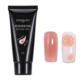 Emigoro Length Extension Gel Nail Polygel Clay Gel 60g Part Fixation 3D Parts 3D Nail Consistency Nail UV/LED Light Compatible Beginner (Pink)