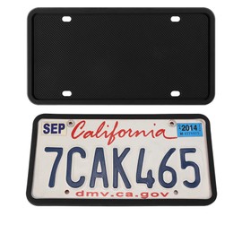 Marcos de Silicona para Matrícula, 2pk Negro Porta Placas de Silicona para Auto, Marco de Matrícula, Diseño de Orificio de Drenaje, Universal Soportes para Matrícula con Accesorios de Montaje (Negro)