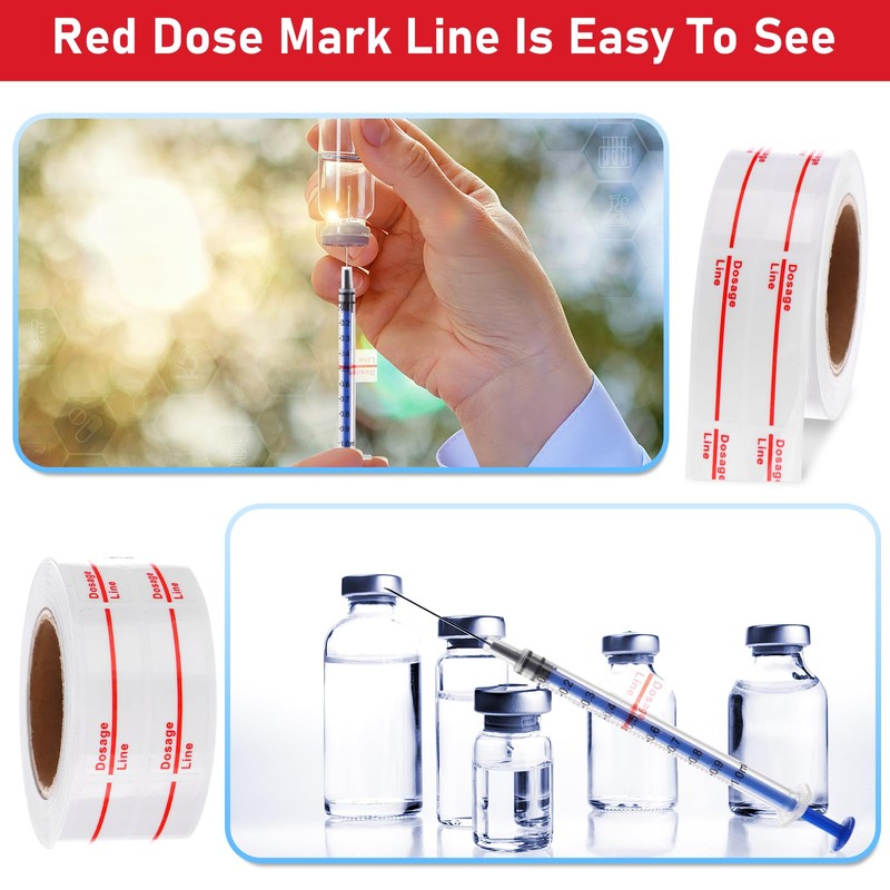 2000 Clear Syringe Labels - Dosage Marking Stickers for Medication