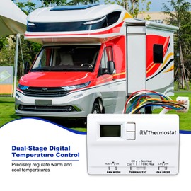 RV 6536A3351 Digital Thermostat Compatible with Coleman-Mach, Wall-Mounted, White, Two-Stage Digital Thermostat Fit for Heat Pump & Gas Furnace
