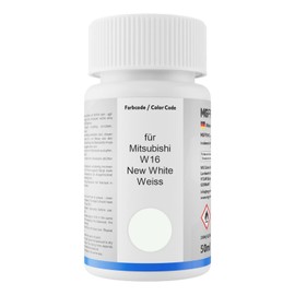 MG PRIME Autolack Lackstift Set für Mitsubishi W16 New White/Weiss Basislack Klarlack je 50ml