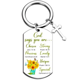 Christian Keychain Religious Gifts For Women Cross Bible Verse Key Chain Inspirational Sunflower Gifts Baptism Gifts For Girls Teens Biblical Scripture Keychains For Women Friends Mom Daughter