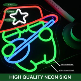 DREAMFORT Cowboy Frog Neon Sign for Wall Decor, USB Powered Dimmable Light Up Signs for Pub Store Man Cave Room, Adjustable Brightness Frog Cowboy Hat Neon Sign for Game Room Art Decor