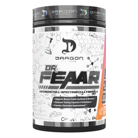 DRAGON PHARMA Dr. FEAAR® Advanced Full-Spectrum EAA Matrix, Supports Muscle Protein Synthesis and Recovery, Enhanced Training Capacity and Performance, 4:1 Ratio of BCAAs (30 Servings, Peach Guava)