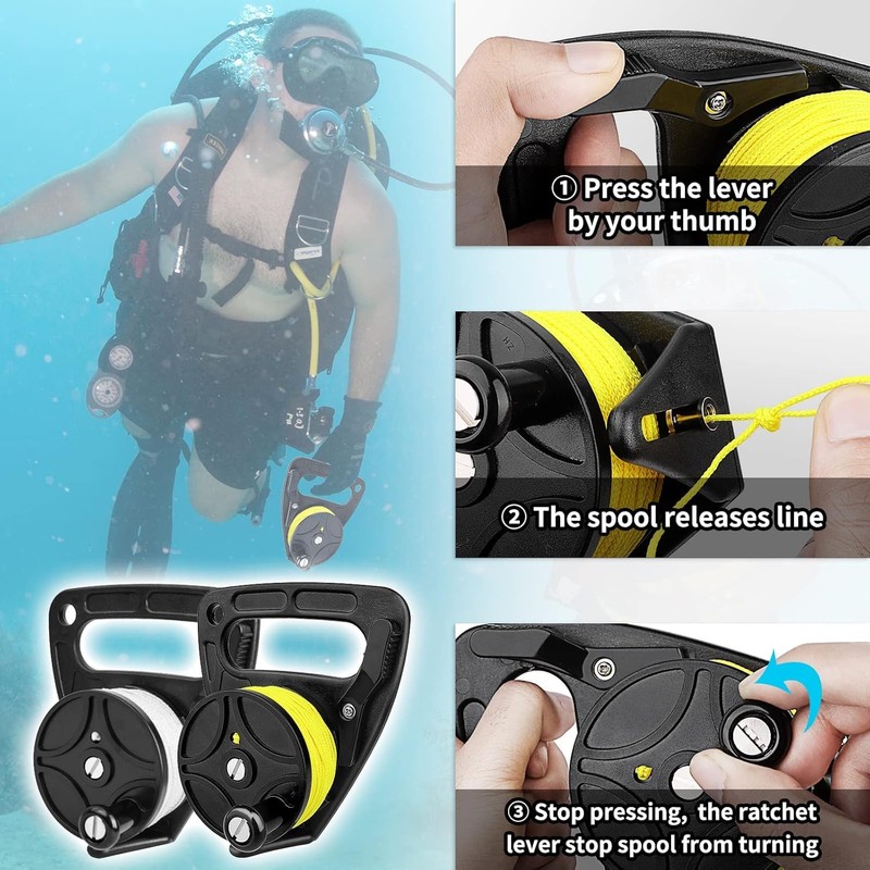 Dive Reel, Diving Reel with Thumb Stopper, Heavy Duty 46m/150ft