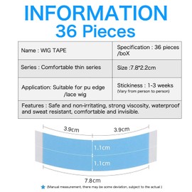 Kneysan 36 Pieces Lace Tape for Wigs, Wig Tape Double Sided Ultra Hold Waterproof, Bold Hold Lace Tape, Wig Tape for Lace Wigs, Hair Tapes for Wigs Toupee Hairpieces