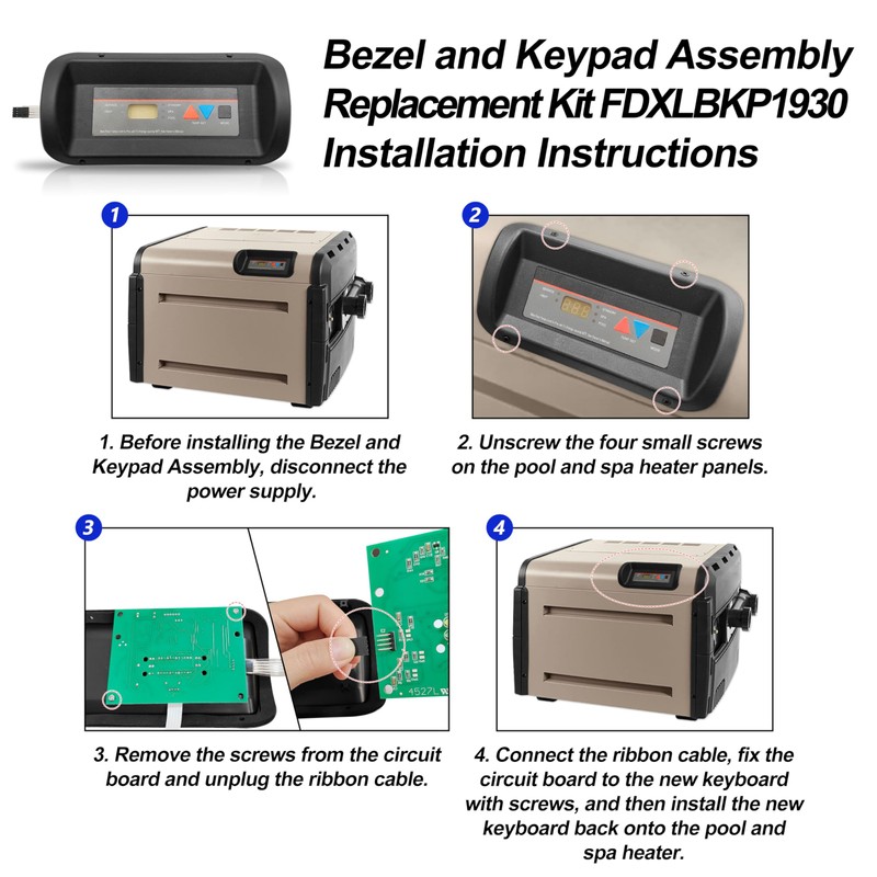 Bezel and Keypad Assembly Replacement Kit FDXLBKP1930 Compatible with Hayward
