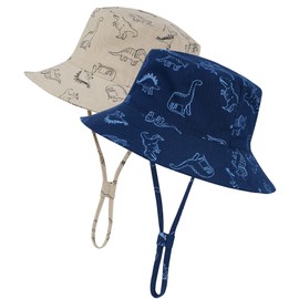 Durio Baby Toddler Sun Hat Kids Bucket Hats UPF 50+ Sun Protection Summer Beach Hat for Infant Baby Boy Girl Gifts 2Pack 2Pack Khaki/Royal Blue 2-4T
