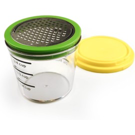 RSVP International Kitchen Collection Multi-Function Zester/Grater, Airtight and Leak Proof Container, Dishwasher Safe, 6 oz Capacity, Yellow