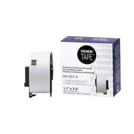Premium Tape Die-Cut Standard Address Labels - Alternative for Brother DK-1201-1-1/7" x 3-1/2" (29 mm x 90 mm) - White - 400 Labels/Roll - 1 Roll/Pack