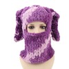 Bunny Ear Knitted Hat Purple Warm Windproof Thicken Stretchy Stylish