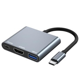 Adaptador USB C a HDMI, 3 en 1 Adaptador Tipo C Multipuerto Hub USB C con Puerto de Salida HDMI 4K, USB 3.0 y Carga USB-C, Compatible con MacBook...  
