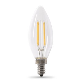 Feit Electric 60W Equivalent Candelabra LED Light Bulb, Dimmable, E12 Base, 2700K Soft White, B10 Filament Torpedo Tip Decorative Lighting Bulbs, 13-Year Lifetime, CTC60/927CA/FIL/6, 6-Pack