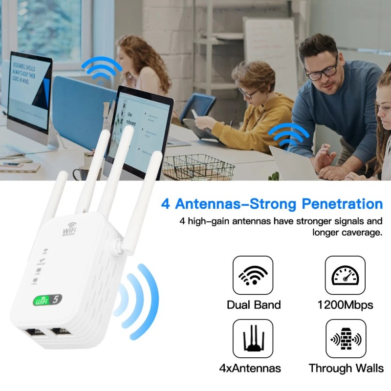fenvi WiFi Extender Booster Repeater 1200Mbps for Full Home Coverage