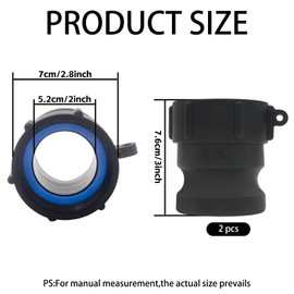2 pcs Cam and Groove Fitting, 2" Buttress x 2" Male Adapter, 2" Coarse Thread Thread Polypropylene Camlock Fittings