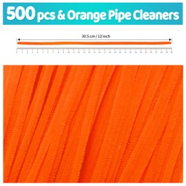 Iooleem 500pcs Orange Pipe Cleaners, Chenille Stems, Pipe Cleaners for Crafts, Pipe Cleaner Crafts, Art and Craft Supplies.