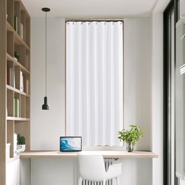 NICETOWN Short Window Curtains for Bathroom Pleated Window Privacy, Room Darkening Thermal Insulating Accordion Blinds for Kitchen Cabinet, 1 Panel with Hooks, 38 Wide x 50 Inches Long, Pure White
