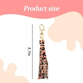 Leather Tassel Keychain for Women Vintage Leopard Keychain for Girls Faux Leather Keychain Tassels Leopard Print Accessories for Purse Wallet Bag Charms for Handbags Gold Bag Pendant Keychains
