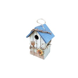 Wooden Bird Houses Garden Indoor Outdoor decorative Bird House Bird Nest for Squirrel Hummingbird Bluebird Parrot Sparrow Bird (blue Roof)